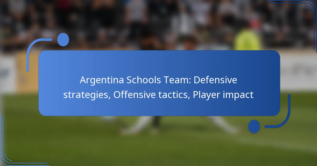 Argentina Schools Team: Defensive strategies, Offensive tactics, Player impact