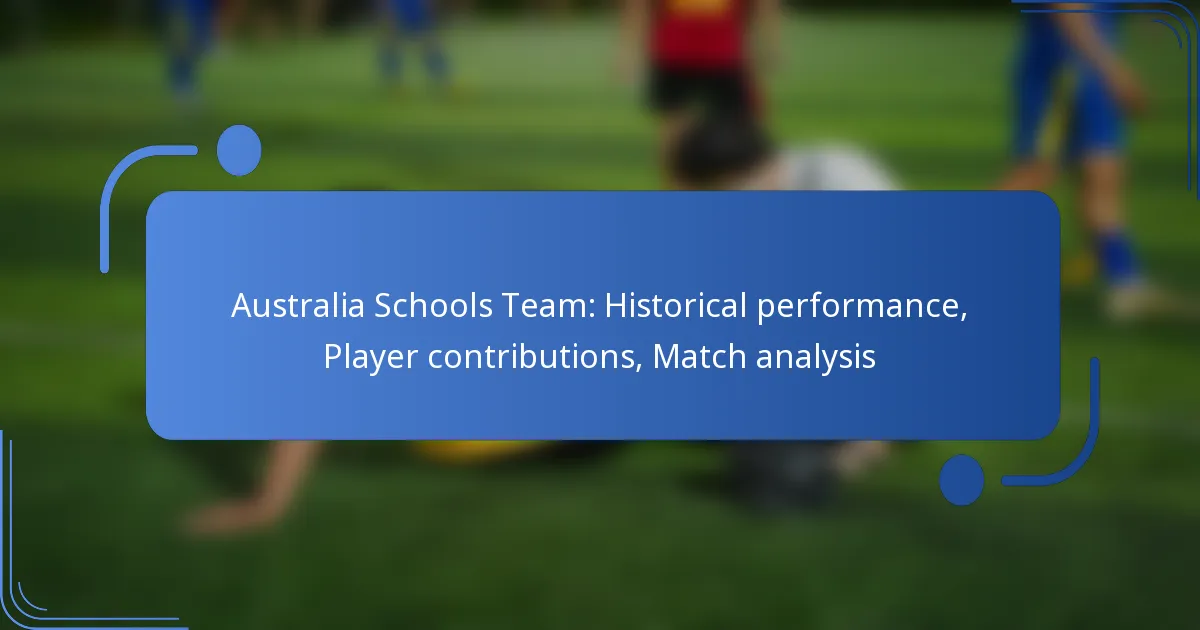 Australia Schools Team: Historical performance, Player contributions, Match analysis
