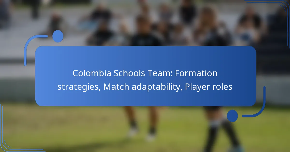 Colombia Schools Team: Formation strategies, Match adaptability, Player roles