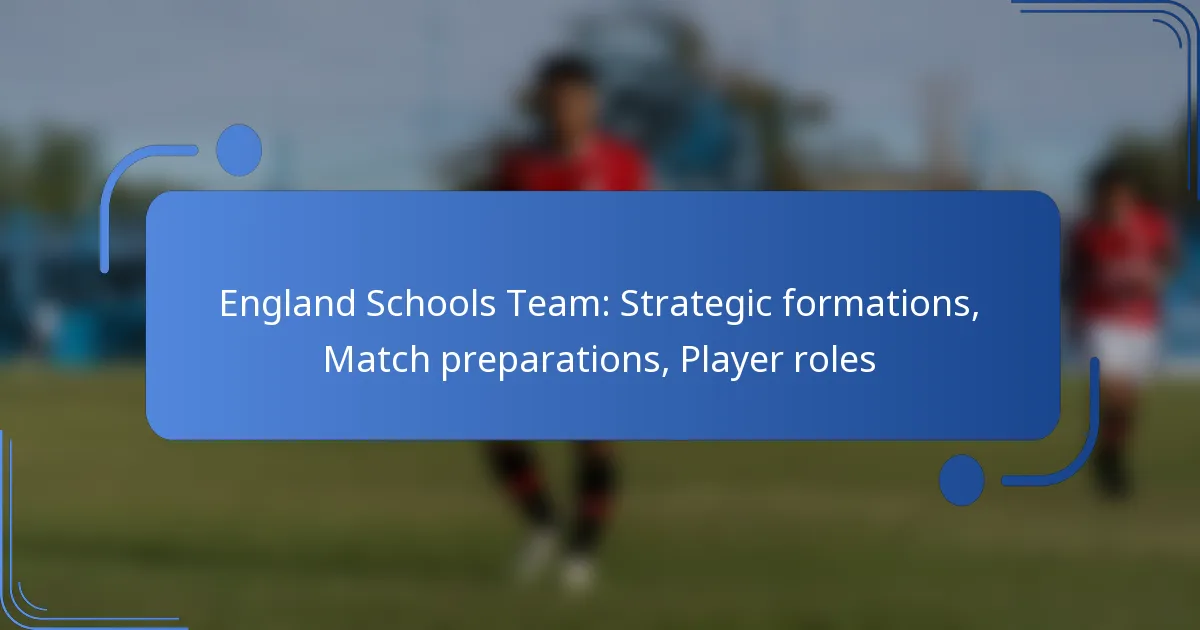England Schools Team: Strategic formations, Match preparations, Player roles