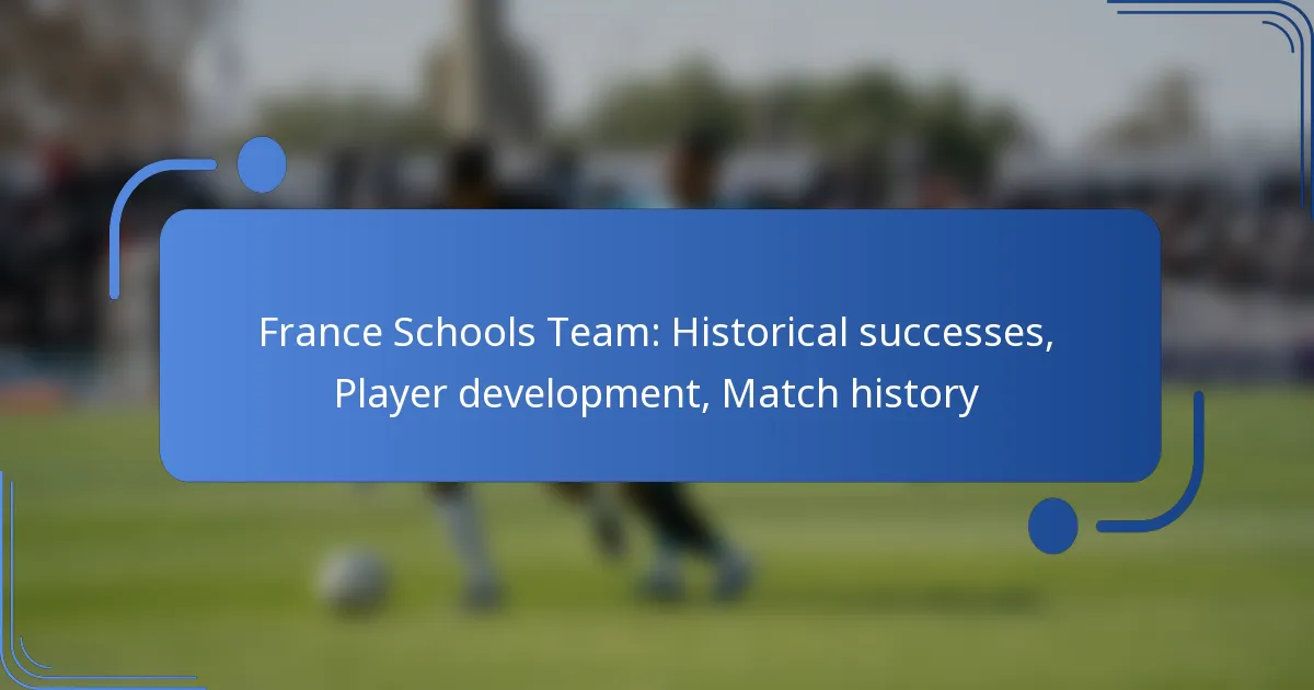 France Schools Team: Historical successes, Player development, Match history