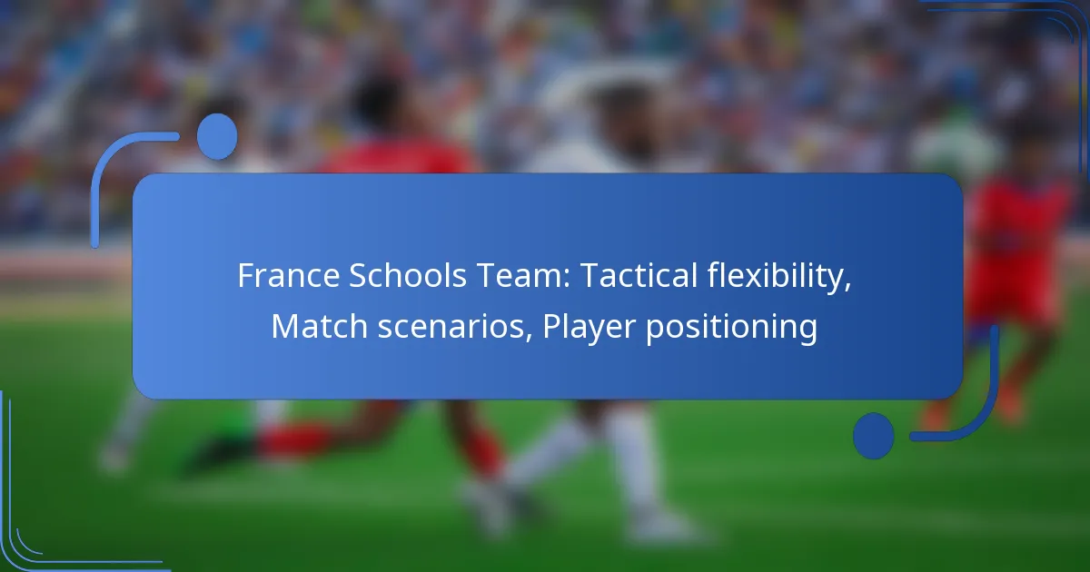 France Schools Team: Tactical flexibility, Match scenarios, Player positioning