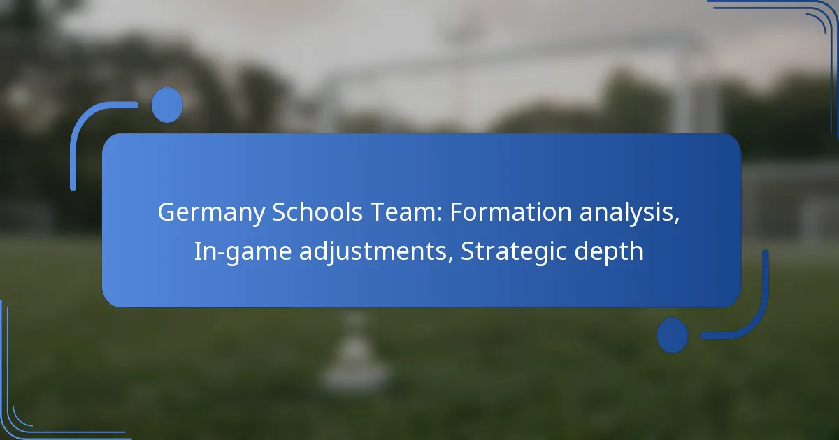 Germany Schools Team: Formation analysis, In-game adjustments, Strategic depth