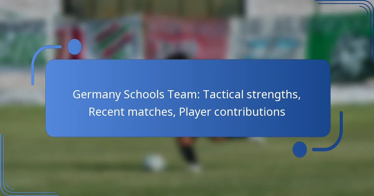 Germany Schools Team: Tactical strengths, Recent matches, Player contributions