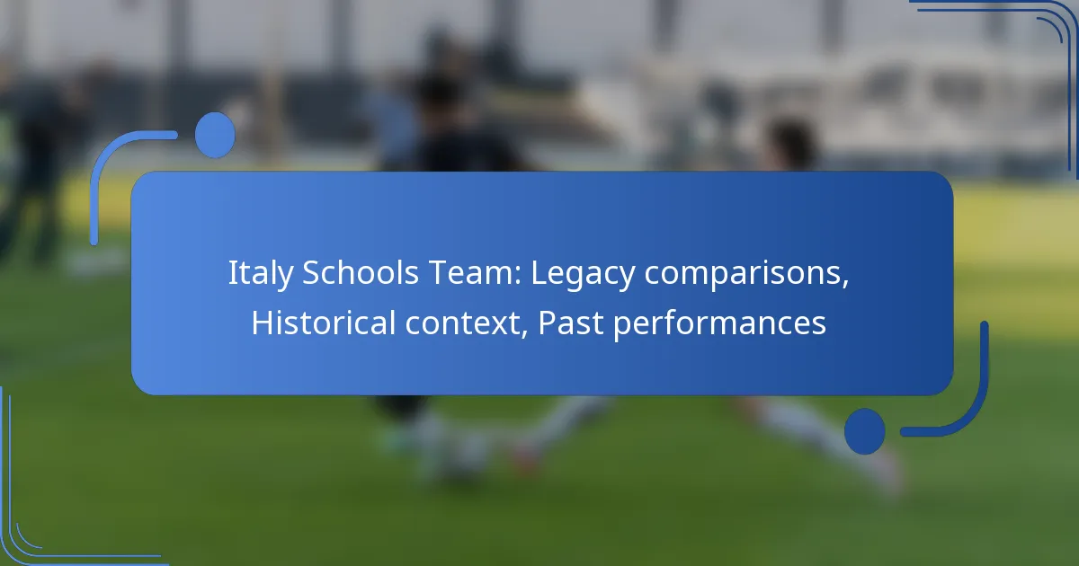 Italy Schools Team: Legacy comparisons, Historical context, Past performances