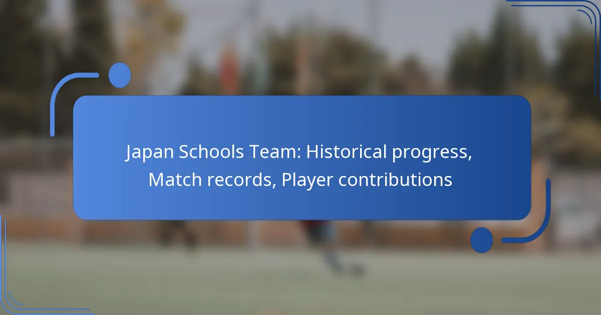 Japan Schools Team: Historical progress, Match records, Player contributions