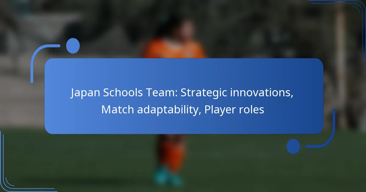 Japan Schools Team: Strategic innovations, Match adaptability, Player roles