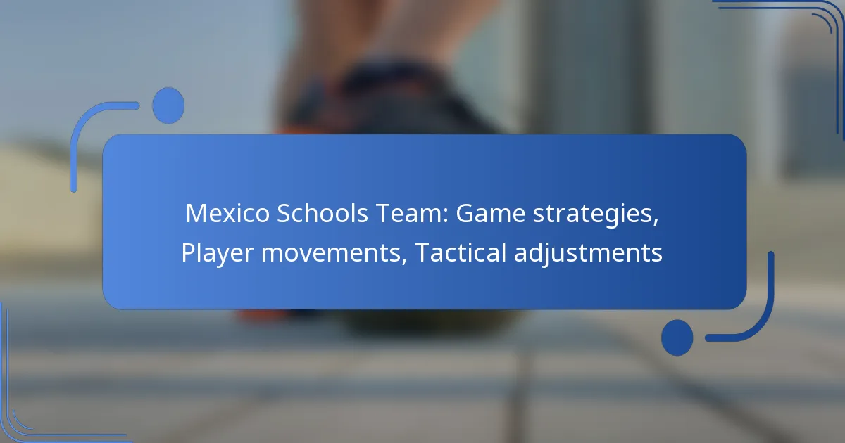 Mexico Schools Team: Game strategies, Player movements, Tactical adjustments
