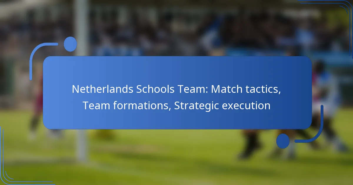 Netherlands Schools Team: Match tactics, Team formations, Strategic execution