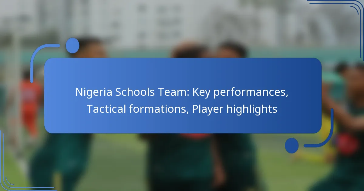 Nigeria Schools Team: Key performances, Tactical formations, Player highlights