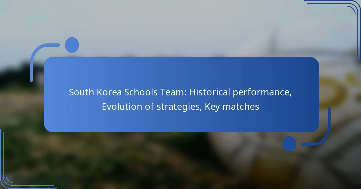 South Korea Schools Team: Historical performance, Evolution of strategies, Key matches
