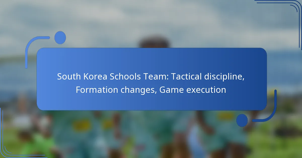 South Korea Schools Team: Tactical discipline, Formation changes, Game execution