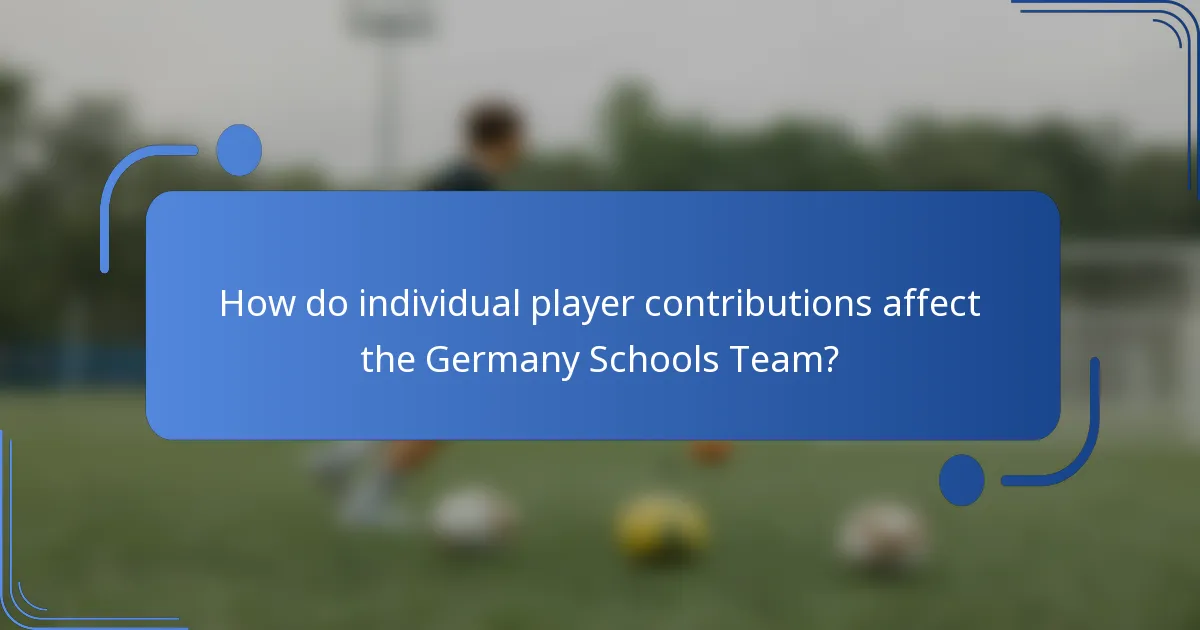 How do individual player contributions affect the Germany Schools Team?