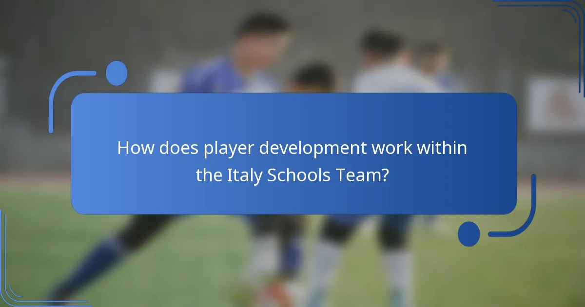 How does player development work within the Italy Schools Team?