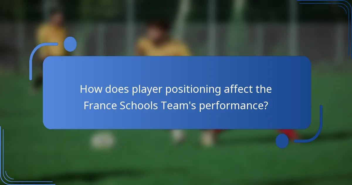 How does player positioning affect the France Schools Team's performance?