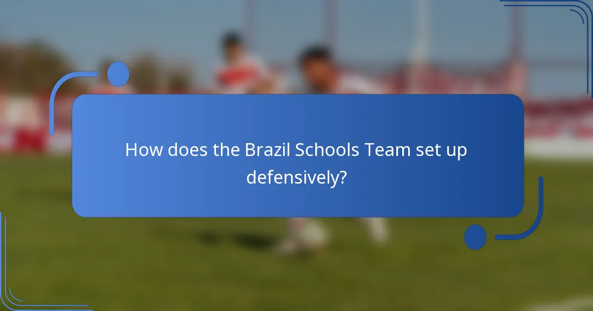How does the Brazil Schools Team set up defensively?