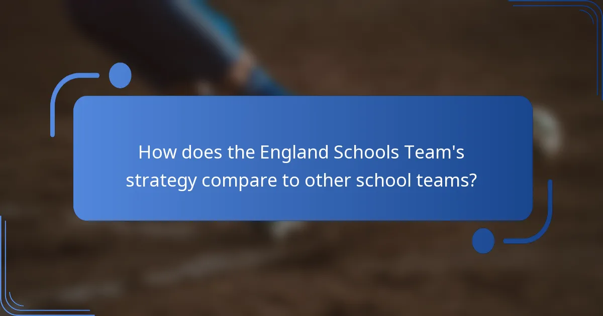 How does the England Schools Team's strategy compare to other school teams?