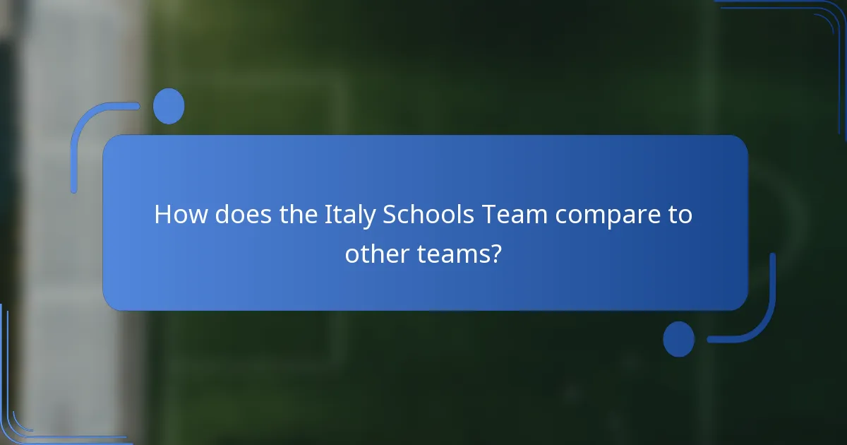 How does the Italy Schools Team compare to other teams?
