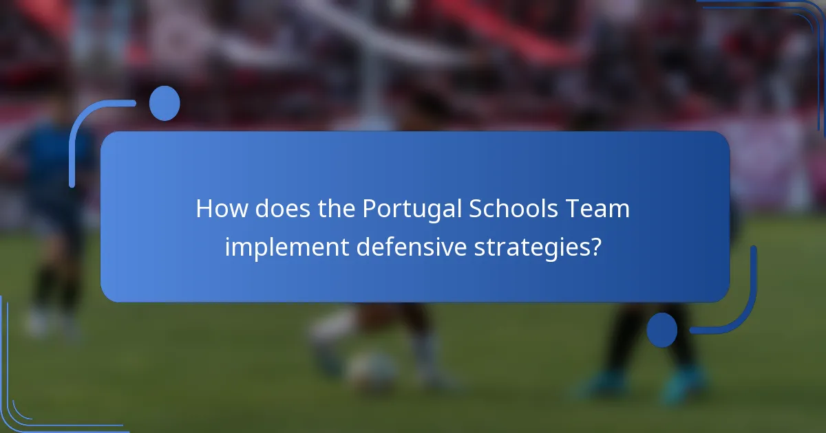 How does the Portugal Schools Team implement defensive strategies?