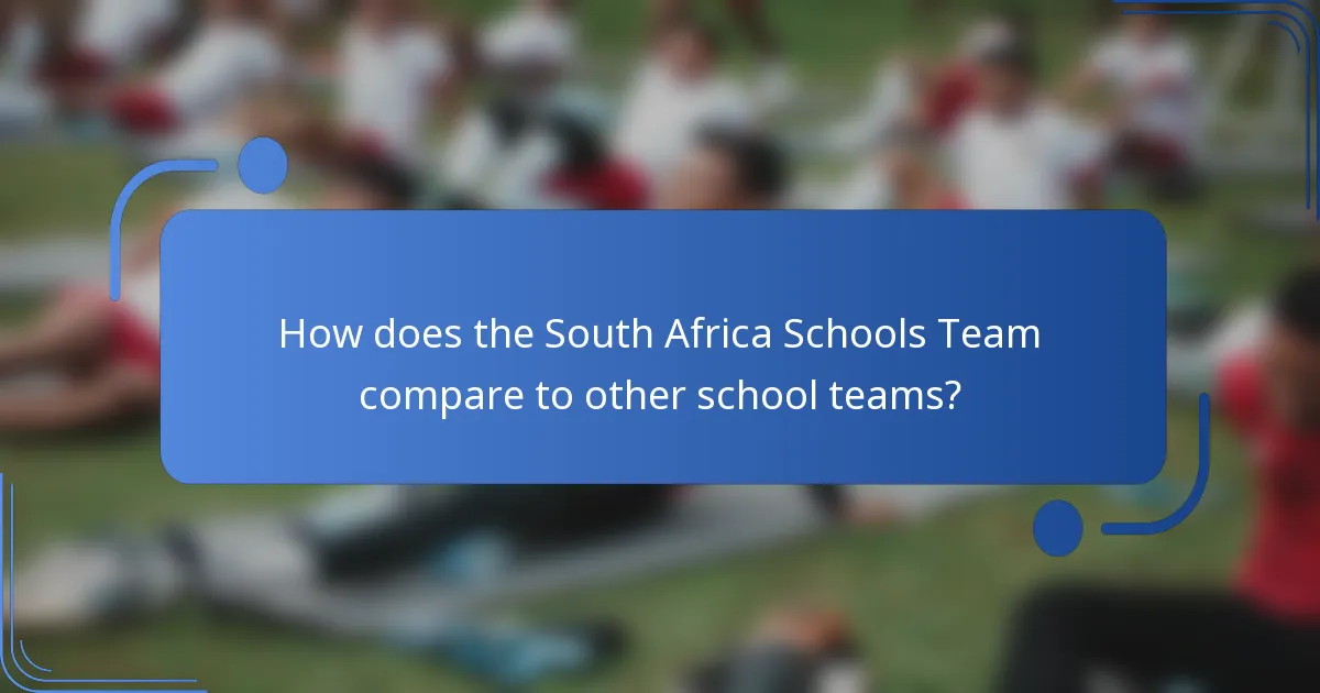 How does the South Africa Schools Team compare to other school teams?
