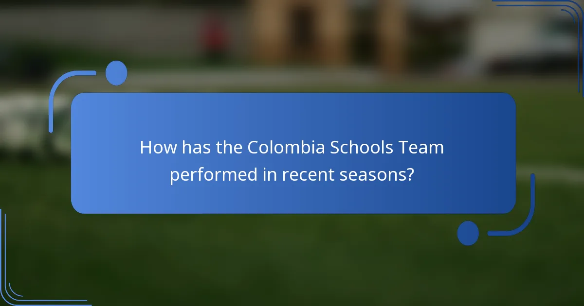 How has the Colombia Schools Team performed in recent seasons?