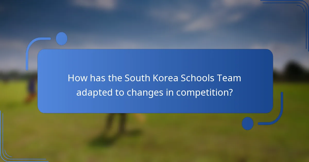 How has the South Korea Schools Team adapted to changes in competition?