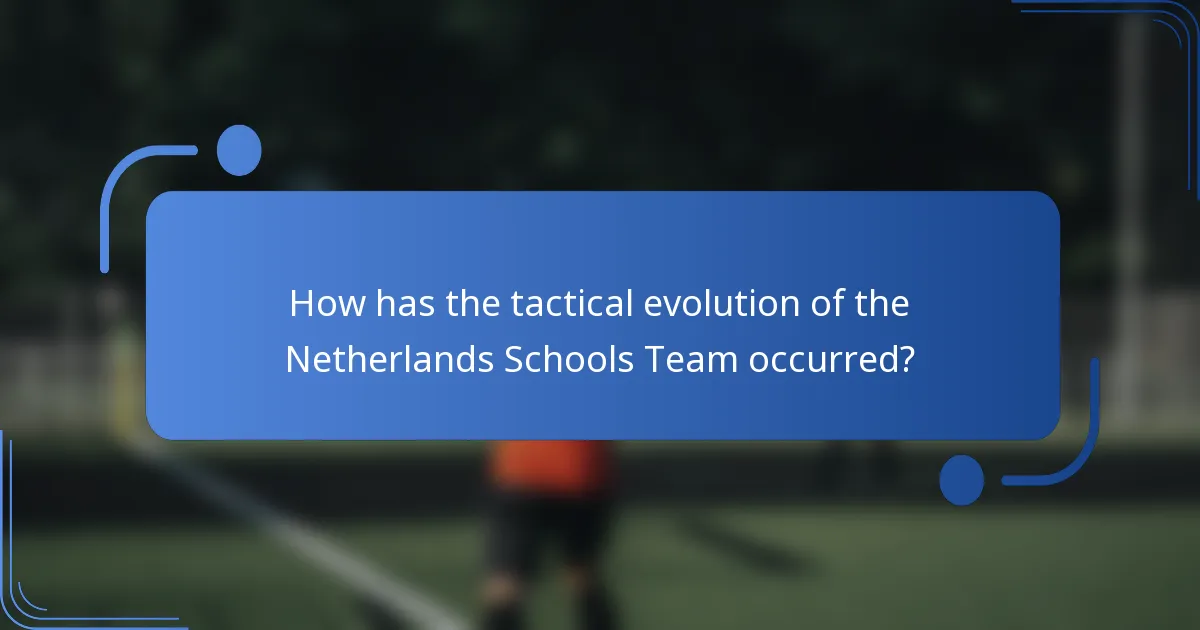 How has the tactical evolution of the Netherlands Schools Team occurred?