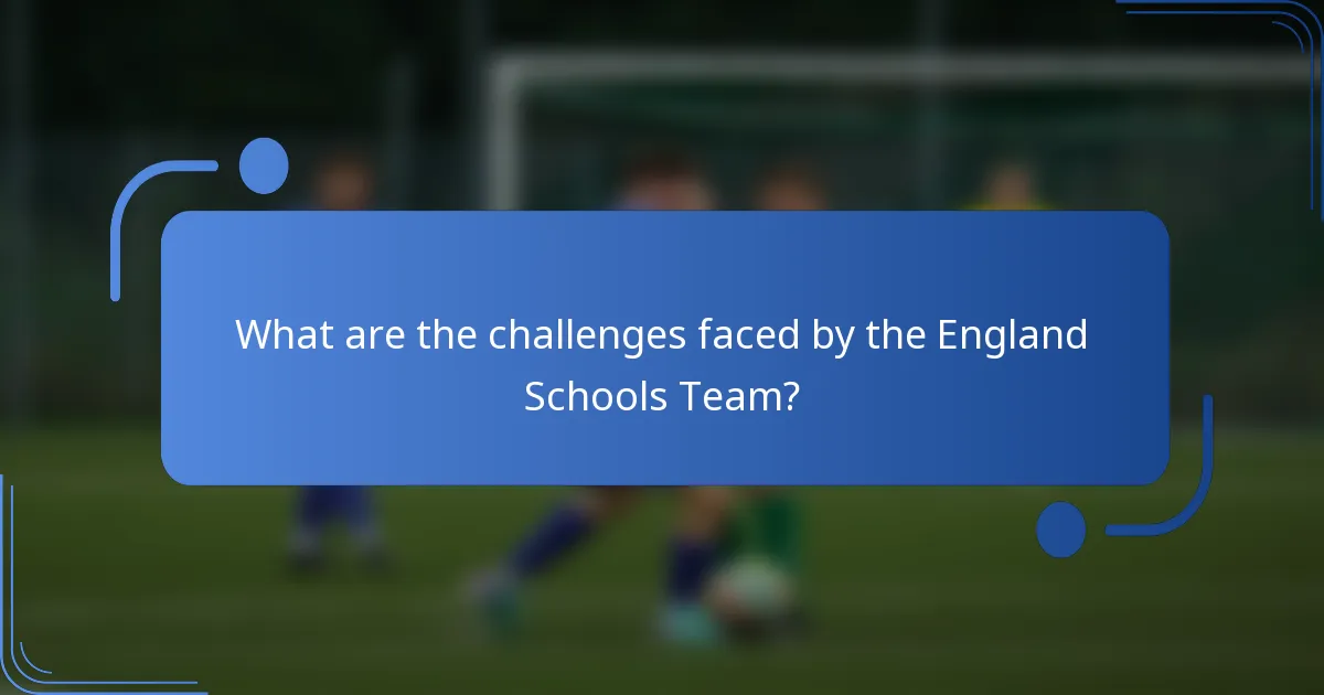 What are the challenges faced by the England Schools Team?