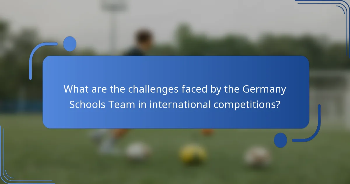 What are the challenges faced by the Germany Schools Team in international competitions?