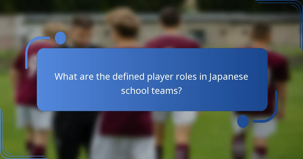 What are the defined player roles in Japanese school teams?