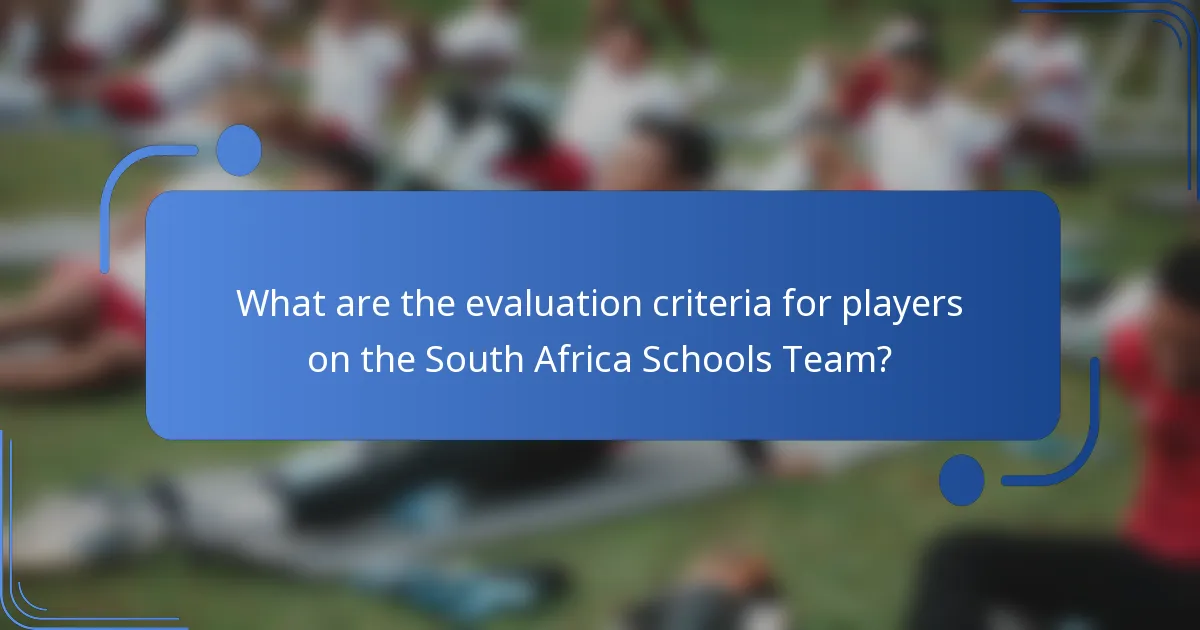 What are the evaluation criteria for players on the South Africa Schools Team?