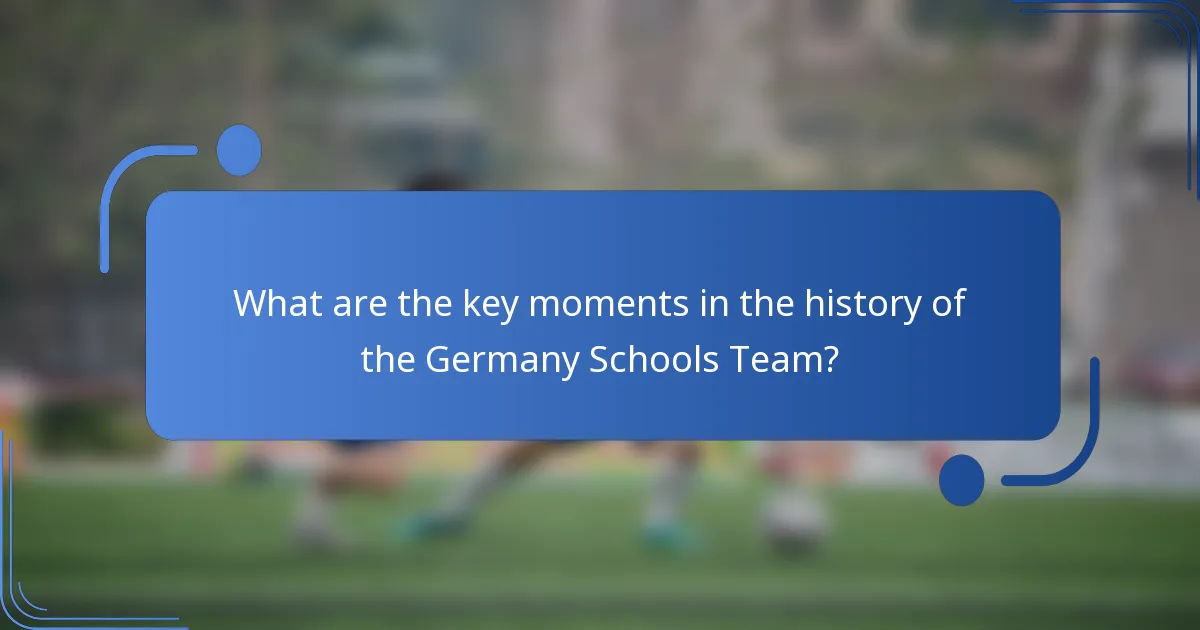 What are the key moments in the history of the Germany Schools Team?