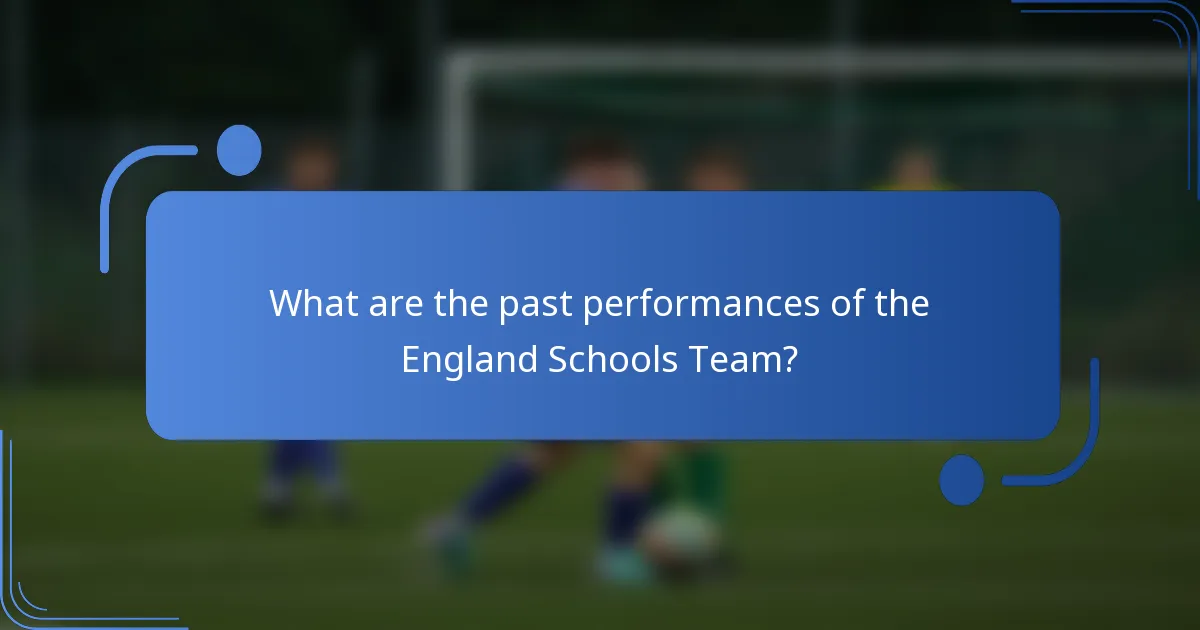 What are the past performances of the England Schools Team?
