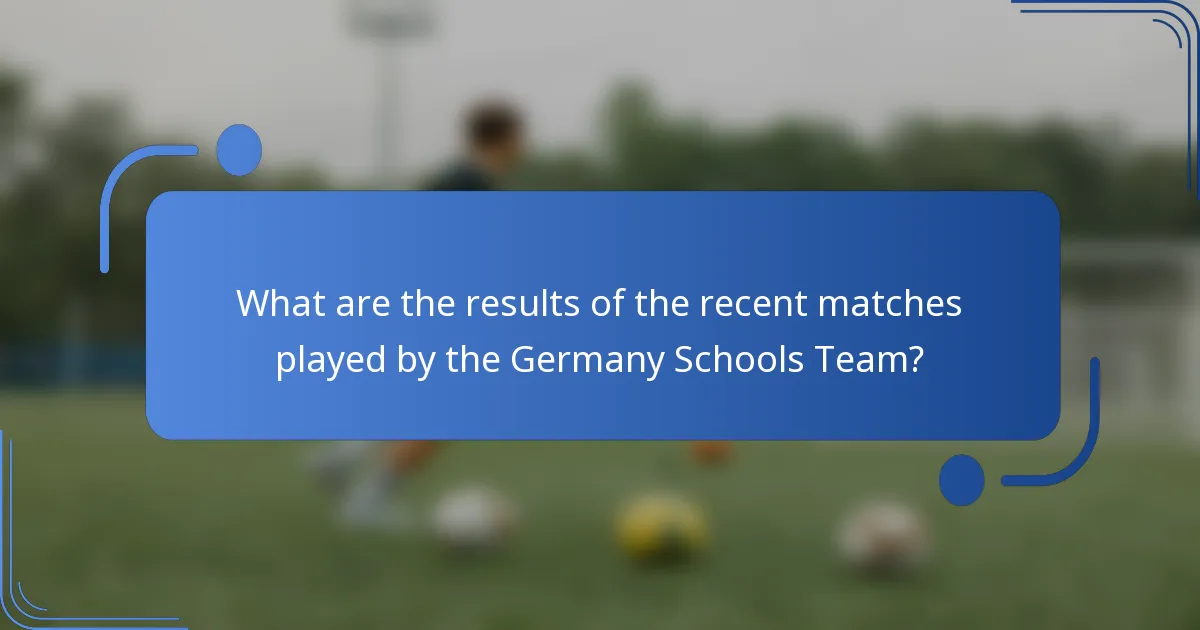 What are the results of the recent matches played by the Germany Schools Team?