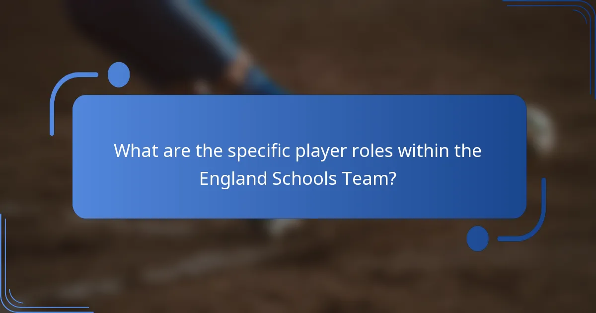 What are the specific player roles within the England Schools Team?
