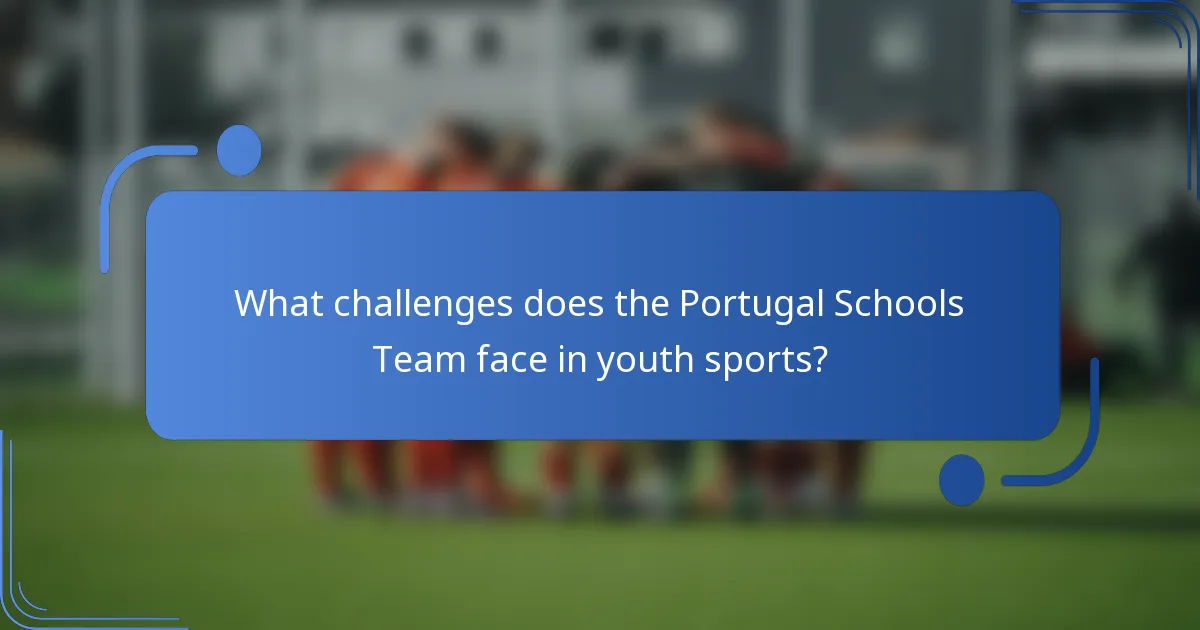 What challenges does the Portugal Schools Team face in youth sports?