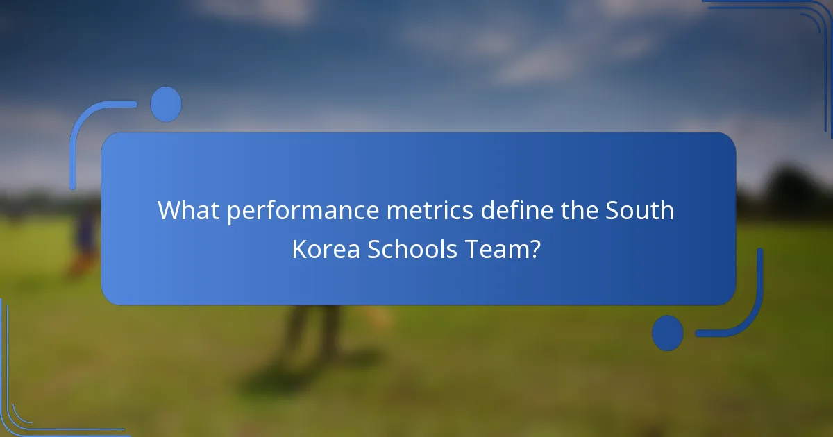 What performance metrics define the South Korea Schools Team?