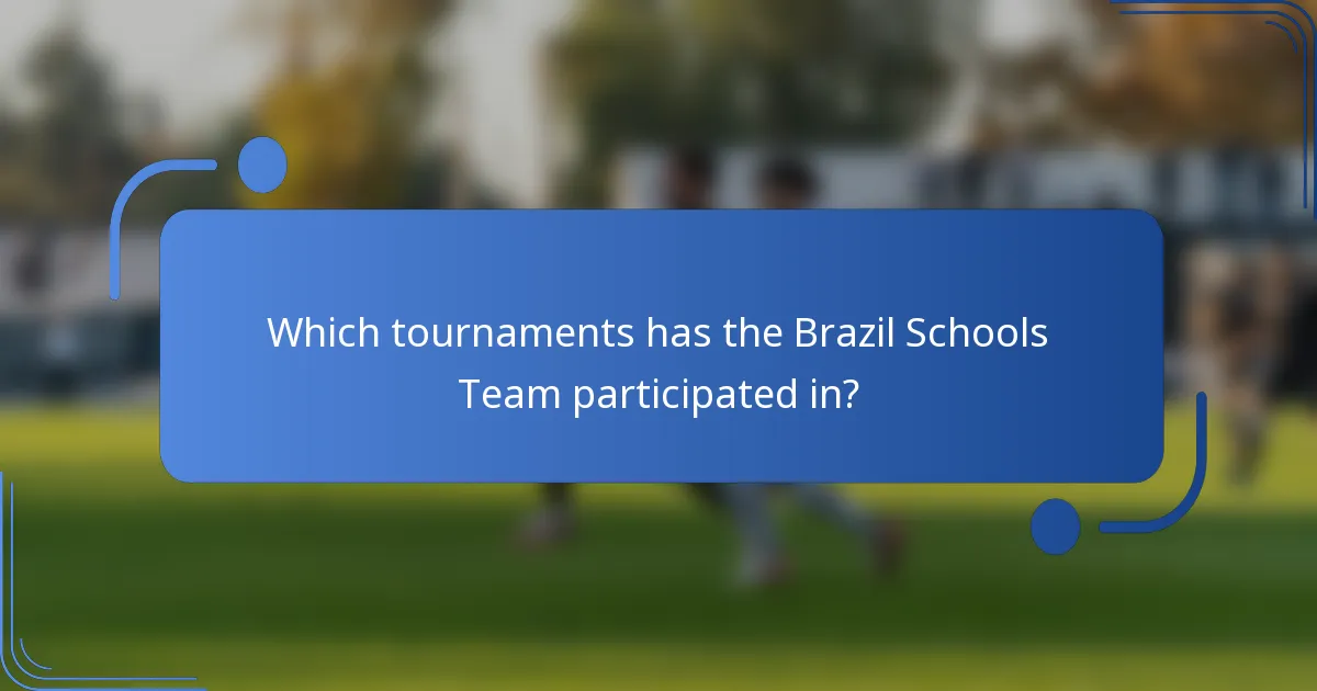 Which tournaments has the Brazil Schools Team participated in?