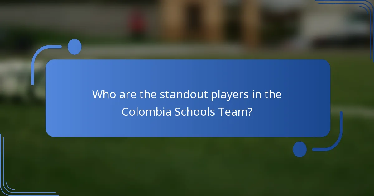 Who are the standout players in the Colombia Schools Team?